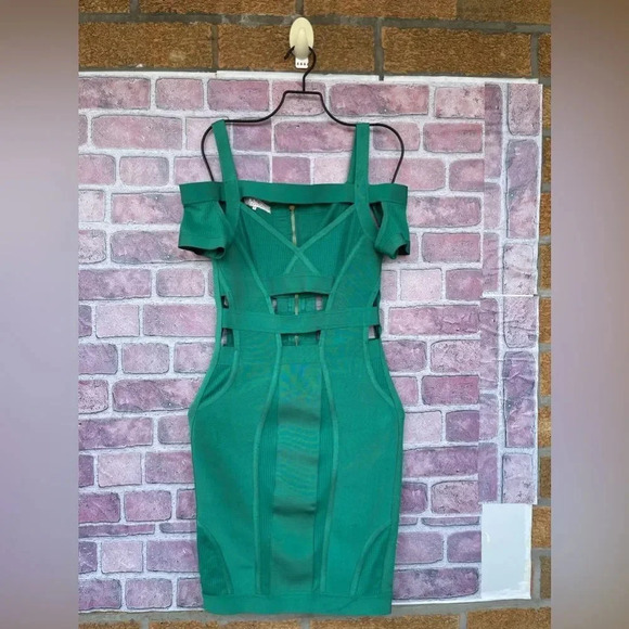 House of CB Caltina Bandage Mesh Bardot Cut out Mini Dress Size Small - Picture 3 of 14